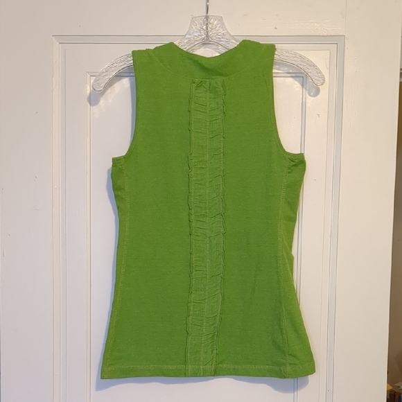 Lime Green Y2K Ruffle Racerback Sleeveless Tank Top Cotton Small - Picture 2 of 5